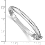 Sterling Silver Rhodium-plated Polished & Diamond-cut 5mm with Safety Clasp Hinged Children's Bangle