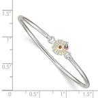 Sterling Silver Enameled Flower & Ladybug Children's Bangle Bracelet