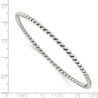 Sterling Silver Antiqued 3mm Twisted Slip-on Bangle