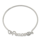 Sterling Silver Rhod-plated Polished CZ PEACE with Peace Sign Bangle