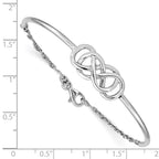 Sterling Silver Rhodium-plated Double Infinity Symbol Bangle Bracelet