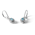 Sterling Silver Rhodium-plated Diam. & Blue Topaz Earrings