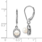 Sterling Silver Rhodium-plated Diam. & FW Cultured Pearl Earrings