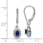 Sterling Silver Rhodium-plated Diam. & Created Sapphire Earrings
