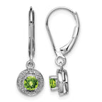 Sterling Silver Rhodium-plated Diam. & Peridot Earrings