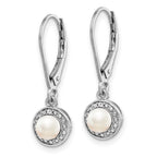 Sterling Silver Rhodium-plated Diam. & FW Cultured Pearl Earrings