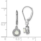 Sterling Silver Rhodium-plated Diam. & Created Opal Earrings