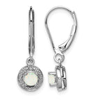 Sterling Silver Rhodium-plated Diam. & Created Opal Earrings