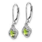 Sterling Silver Rhodium-plated Diam. & Peridot Earrings