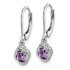 Sterling Silver Rhodium-plated Diam. & Amethyst Earrings