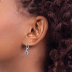 Sterling Silver Rhodium-plated Diam. & Amethyst Earrings