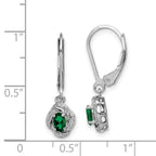 Sterling Silver Rhodium-plated Diam. & Created Emerald Earrings