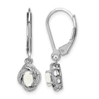 Sterling Silver Rhodium-plated Diam. & Created Opal Earrings
