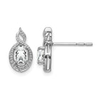 Sterling Silver Rhodium-plated White Topaz & Diam. Earrings