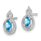 Sterling Silver Rhodium-plated Light Swiss Blue Topaz & Diam. Earrings