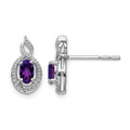 Sterling Silver Rhodium-plated Amethyst & Diam. Earrings
