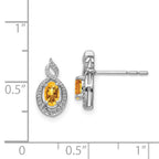 Sterling Silver Rhodium-plated Citrine & Diam. Earrings