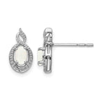 Sterling Silver Rhodium-plated Created Opal & Diam. Earrings