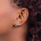 Sterling Silver Rhodium-plated Created Sapphire & Diam. Earrings