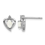 Sterling Silver Rhodium-plated Created Opal & Diam. Earrings