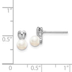 Sterling Silver Rhodium-plated FW Cultured Pearl Earrings