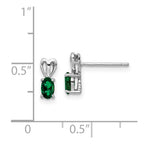 Sterling Silver Rhodium-plated Created Emerald Earrings