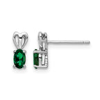 Sterling Silver Rhodium-plated Created Emerald Earrings