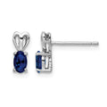 Sterling Silver Rhodium-plated Created Sapphire Earrings