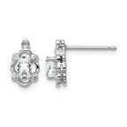 Sterling Silver Rhodium-plated White Topaz & Diam. Earrings