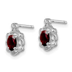 Sterling Silver Rhodium-plated Garnet & Diam. Earrings