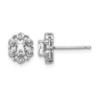 Sterling Silver Rhodium-plated White Topaz & Diam. Earrings