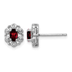 Sterling Silver Rhodium-plated Garnet & Diam. Earrings
