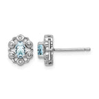Sterling Silver Rhodium-plated Aquamarine & Diam. Earrings
