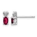 Sterling Silver Rhodium-plated Created Ruby & Diam. Earrings