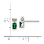 Sterling Silver Rhodium-plated Created Emerald & Diam. Earrings