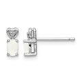Sterling Silver Rhodium-plated Created Opal & Diam. Earrings