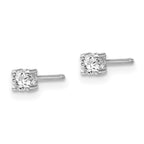 Sterling Silver Rhodium-plated 3mm Round White Topaz Post Earrings