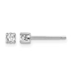 Sterling Silver Rhodium-plated 3mm Round White Topaz Post Earrings