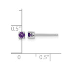 Sterling Silver Rhodium-plated 3mm Round Amethyst Post Earrings