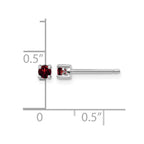 Sterling Silver Rhodium-plated 3mm Round Garnet Post Earrings