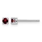 Sterling Silver Rhodium-plated 3mm Round Garnet Post Earrings