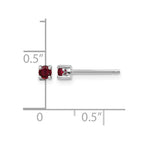 Sterling Silver Rhodium-plated 3mm Round Created Ruby Post Earrings
