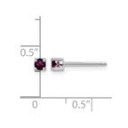 Sterling Silver Rhod-pltd 3mm Round Rhodolite Garnet Post Earrings