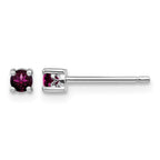 Sterling Silver Rhod-pltd 3mm Round Rhodolite Garnet Post Earrings
