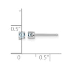 Sterling Silver Rhodium-plated 3mm Round Aquamarine Post Earrings