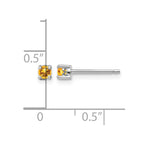 Sterling Silver Rhodium-plated 3mm Round Citrine Post Earrings