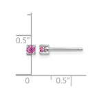 Sterling Silver Rhod-pltd 3mm Round Cr. Pink Sapphire Post Earrings