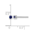 Sterling Silver Rhod-pltd 3mm Round Created Sapphire Post Earrings