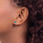 Sterling Silver Rhodium-plated 4mm Round Swiss Blue Topaz Post Earrings