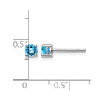 Sterling Silver Rhodium-plated 4mm Round Swiss Blue Topaz Post Earrings